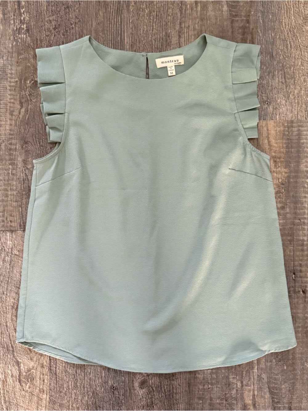 Monteau Mint Green Ruffle-Trim Top